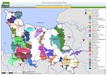 Carte des périmètres d'intervention des techniciens rivière et versant de Basse-Normandie